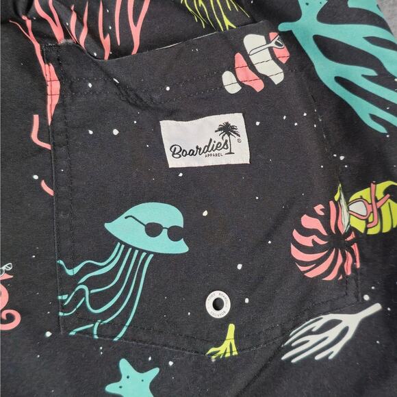 Boardies Shorts Mens Size Large Swim Trunks Black Neon Colors - Picture 6 of 13